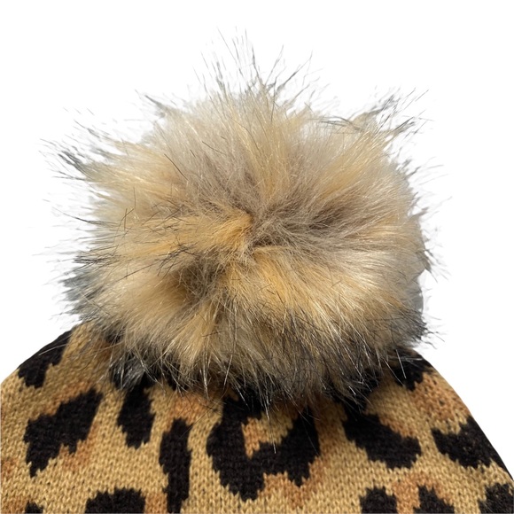 J. Crew Beanie Leopard Faux-Fur Pom-Pom Hat - Picture 3 of 6